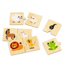 VIGA Wooden Puzzle Set - Mon and Baby Matching Puzzle 